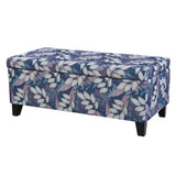 Luxury Storage Ottoman with Floral Patterned Fabric, Soft-Close Hinges, Multi-Functional Footrest & N767P257582L