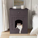 Wooden Pet House Cat Litter Box Enclosure with Drawer, Side Table, Indoor Pet Crate, Cat Home 42803098