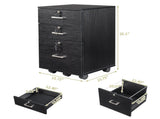 FCH Black Wood Grain Density Board Three Drawers Wooden Filing Cabinet 38131424