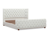 Brooklyn Queen Tufted Panel Bed Headboard and Footboard Set, Antique White Polyester B2719P238196