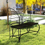 ZUN Butterfly Cast Metal Garden Bench, Outdoor Bench Patio Seat, Park Bench Outdoor Seating for Garden, W2167P190136