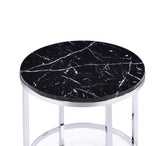 Virlana Faux Black Marble Top & Chrome Finish End Table B2726P270973