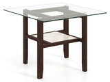 24-Inch 2-Tier Square Glass Coffee Table, Modern Tempered Glass Center Table with 96961414
