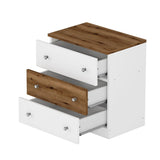 3-Drawer Wooden Nightstand with Colorblock Design and Metal Handle, Wood Side Table with Storage N733P187496D