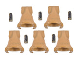 5 Pack V23SYL Dirt Teeth V Style Bucket Tooth with V23PN Flex Pins Yellow Fit for Backhoe Loader 60942739
