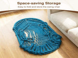 Navy Boho Macrame Hanging Swing Chair with 2 Padded Cushions, 330LBS Capacity Hammock Chair for 31600482