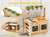 Kids Outdoor Mud Kitchen Playset, Realistic Stoves/Sink with Utensils & Chalkboard for Creative Play 72563983
