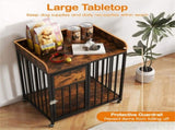 2-in-1 Dog Crate Furniture with Thickened Metal Tubes, Lockable Wheels Pet Kennel for Small Dogs 42924920