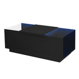 U-Can Led Coffee Table, Modern Center Table High-Gloss Finish and Glass Tabletop, Coffee Table N724P290056B