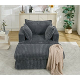 47.7'' Oversized Corduroy Chaise Longue with Ottoman, Deep Seat Reclining Chair Sofa, W1628P206064