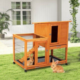 Detachable Rabbit Hutch with Removable Tray and Rolling Casters, Orange W2181P190616