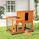 ZUN Detachable Rabbit Hutch with Removable Tray and Rolling Casters, Orange W2181P190616