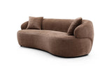 ZUN Brown Mid Century Modern Curved Sofa, 3 Seat Cloud couch Boucle sofa Fabric Couch for Living Room, W876P191454