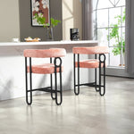 ZUN House Hold Bar Set of 2, Modern Bar Stool with Back, Black Metal Frames, Upholstered Bar W1588P194943