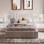 ZUN Full size Upholstered Platform bed with a Hydraulic Storage System - Beige 27015189