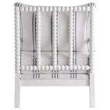 White and Navy Upholstered Stripe Accent Chair B062P145435