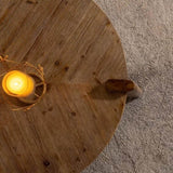 Wood Round Coffee Table for Living Room, Rustic Natural Coffee Table for Apartment, Easy Assembly W3158P297416