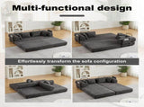 78.7-Inch Convertible Sleeper Sofa Bed with Cylindrical Pillow, Chenille Folding Mattress Couch with W834P337412