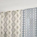 Cotton Printed Comforter Set with Chenille White/Navy Full/Queen B035128793