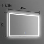 ZUN LED Bathroom Vanity Mirror with Light,48*36 inch, Anti Fog, Dimmable,Color Temper 5000K,Backlit + W1135P154186