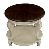 22'' Two Tone Round End Table,Solid Wood Sofa Side Table with Shelf,Living Room Corner Table Easy W1202P164016