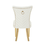 Eva 2 Piece Gold Legs Dining Chairs Finished with Velvet Fabric in Beige B00960895