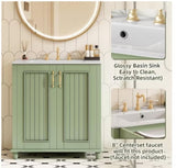 30 Inch Bathroom Vanity with Ceramic Sink, Freestanding Bathroom Vanity Set with Hidden Drawer, N710P192538F