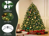 6FT Pre-lit Artificial Hinged Christmas Fir Tree with Stand and 300 LED Warm Lights,Green 45124512