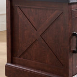 Farmhouse end table Nightstand Rectangular Farmhouse End Table with Barn Door and Adjustable Storage W2275P192794