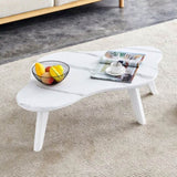 ZUN Modern minimalist white imitation marble tabletop coffee table. Solid wood spray painted desk legs, W1151P165879