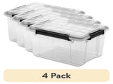 (4 pack) 34 Quart WaterProof Clear Plastic Storage Bin with Lid, Gasket Seal and Durable Latches, 49874314