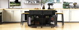 K&K 48 inch Large Kitchen Island with Drop Leaf,Power Outlet,Internal Rack,Rolling Kitchen N707P257057B