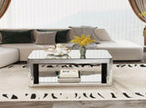 Baked curved mirror Coffee Table for Living Room, Modern Glass Coffee Table with Glass Top, W3836P361731