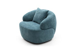 ZUN 360&deg; Swivel Mid Century Modern Curved Sofa, 1-Seat Cloud couch Boucle sofa Fabric Couch, Blue W876P199950