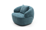 ZUN 360&deg; Swivel Mid Century Modern Curved Sofa, 1-Seat Cloud couch Boucle sofa Fabric Couch, Blue W876P199950