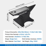 Single Horn Anvil, 55Lbs/25kg Cast Steel Anvil, High Hardness Rugged Round Horn Anvil Blacksmith, W2885P288514