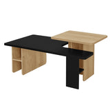 U-Can Set of 2 Nesting Coffees Farmhouse,Rectangle Coffee Living Room,Wood Finish Coffee N724P294661B