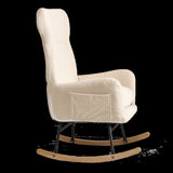 Modern Rocking Chair with High Backrest,Teddy Material Comfort Arm Rocker, Lounge Armchair for W244134105