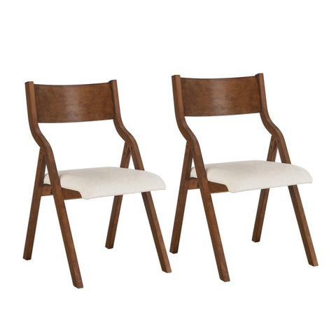 ZUN Upholstered folding Dining chair, space saving, easy to carry, Dining Room, 2-Pack-Walnut 50026736