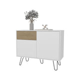 Red Rock Sideboard with Hairpin Legs, White and Natural Oak Finish B128P287516