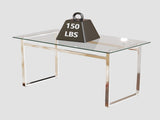 51" Modern Minimalist Rectangular Glass Dining Table for 4-6 with 0.31" Tempered Glass Tabletop and W2189133704