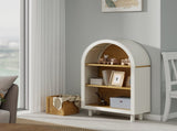 Arched Small Bookcase,Arched Storage Cabinet,Wooden Modern Arched Top Bookshelf 3 Shelves,White W2557P331018