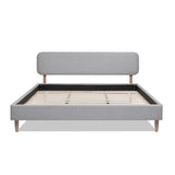 Diego Low Upholstered Platform Bed, King, Light Grey Polyester B2719P238662