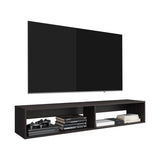 Eco 59" Floating Tv Stand with Two Rectangular Shelves Black Wengue B070P286447