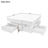 ON-TREND Modern High Gloss Coffee Table with 4 Drawers, Multi-Storage Square Cocktail Tea Table with WF314582AAK
