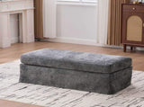 46" Wide Modern Upholstered Chenille Ottoman, Foot Stool Square Footrest with Black Metal Legs for W3098P356196