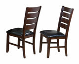 Contemporary Dining Set of 2 Brown Espresso Finish Solid Wood Faux Leather Cushion Side B011107757