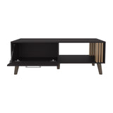 Coffee Table, 1 Door, 1 Shelf, Black / Natural Oak B097P262373