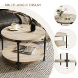 Modern minimalist style circular Bohemian table, 31.4''natural circular wooden double-layer W1727P251175