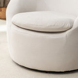 Winnie Modern Teddy Fabric Barrel Chair, 360&deg Swivel, Beige T2574P281443